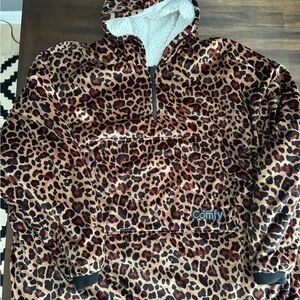 The Comfy Leopard Print Quarter Zip Hoodie